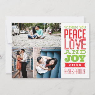 12x18 3 Foto Fotokarte für Frieden, Liebe und Freu Feiertagskarte