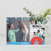 12x18 3 Foto Snowflake Fotokarte Feiertagskarte (Stehend Vorderseite)