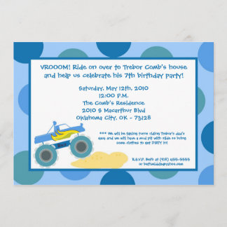 12x18 4x4 ATV Monster Truc Geburtstagsparty Einlad Einladung