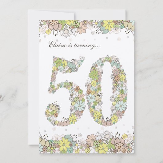 12x18 50. Geburtstag Party Naturblüte Einladung (Vorderseite)