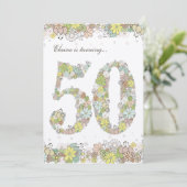 12x18 50. Geburtstag Party Naturblüte Einladung (Stehend Vorderseite)