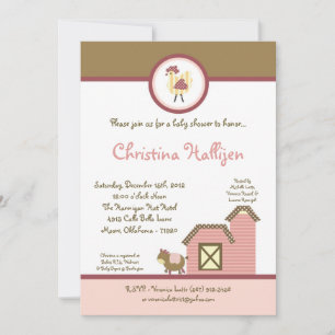12x18 Abby's Farm Girl Barn Babydusche Einladung