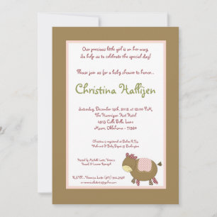12x18 Abbys Farm Pink Barn Baby Shower Einladung