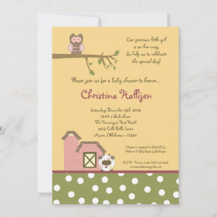 12x18 Abbys Farm Pink Barn Baby Shower Einladung