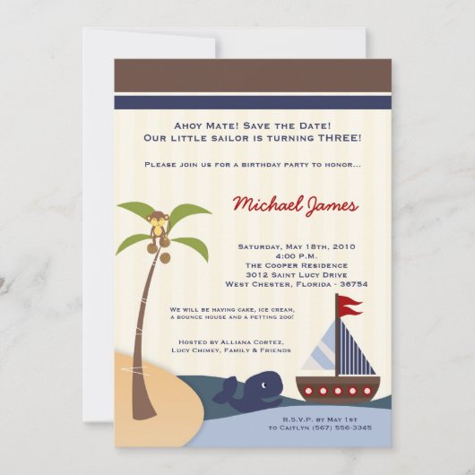 12x18 Ahoy Mate Sailboat Whale Geburtstag Einladun Save The Date (Vorderseite)