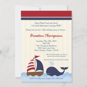 12x18 Ahoy Nautical Whale Boat Geburtstag Einladun Einladung