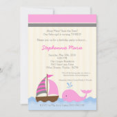 12x18 AhoyNautical Whale Boat Geburtstag Einladung (Vorderseite)