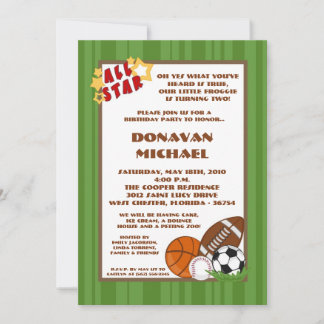 12x18 All Star Green Geburtstagsparty Einladung