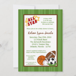 12x18 All Star MVP Sport Ball Babydusche Einladung