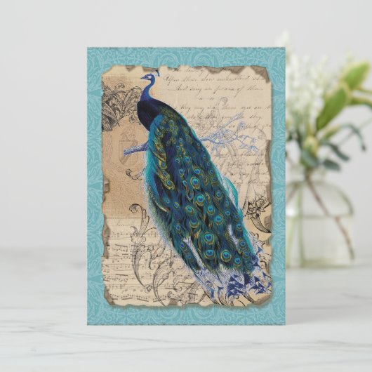12x18 Ancient Peacock Speichern Sie das Datum Kart Save The Date (Stehend Vorderseite)
