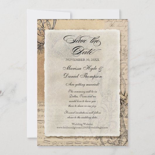 12x18 Ancient Peacock Speichern Sie das Datum Kart Save The Date (Rückseite)