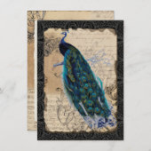 12x18 Ancient Peacock Vintage Hochzeit Einladung (Vorne/Hinten)