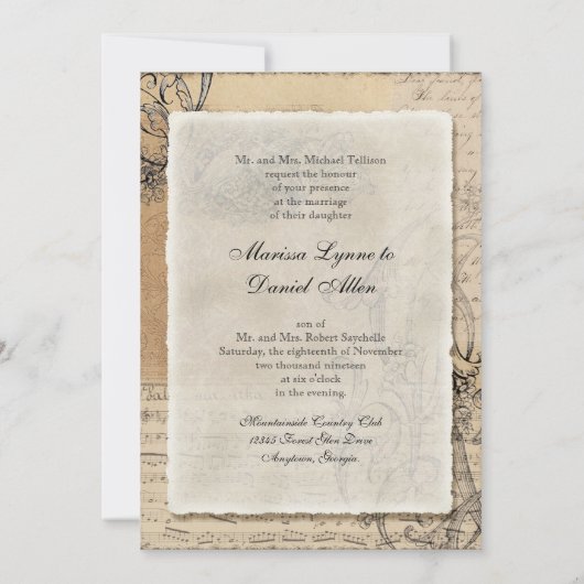 12x18 Ancient Peacock Vintage Hochzeit Einladung (Rückseite)