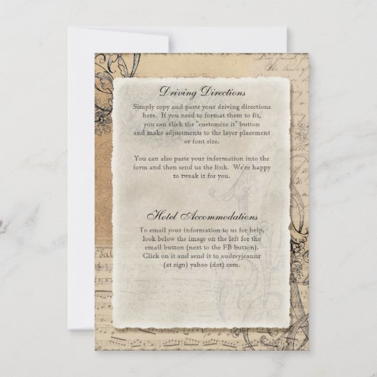 12x18 Ancient Peacock Vintage Hochzeit Einladung (Rückseite)