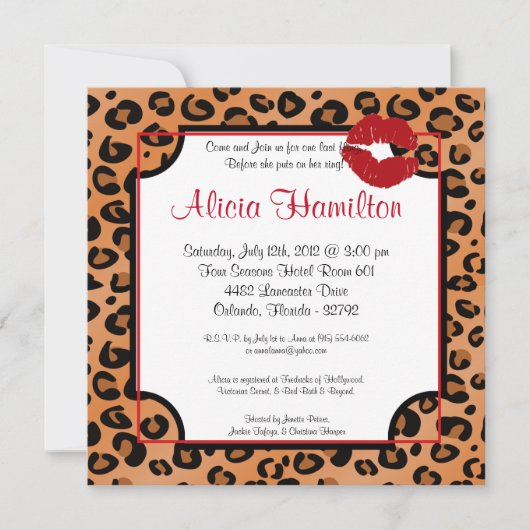 12x18 Animal Print Bachelorette Einladung (Vorderseite)