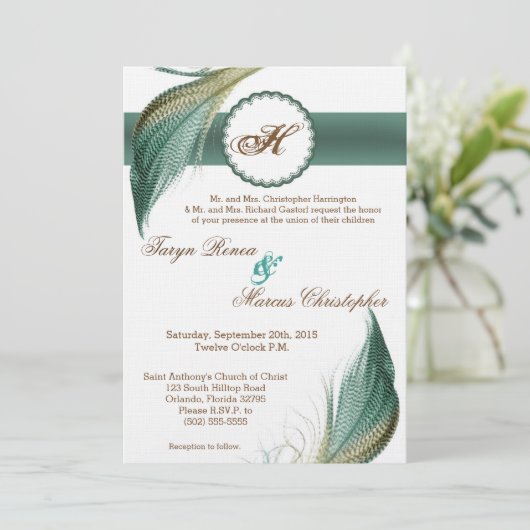 12x18 Animal Quail Feather Bird Einladung zur Hoch (Stehend Vorderseite)