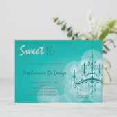 12x18 Aqua Chandelier Sweet 16 Geburtstag Einladun Einladung (Stehend Vorderseite)