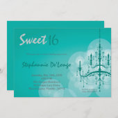 12x18 Aqua Chandelier Sweet 16 Geburtstag Einladun Einladung (Vorne/Hinten)