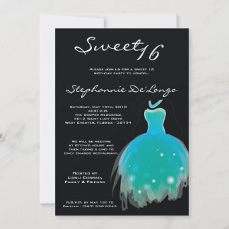 12x18 Aquamarin Aqua Dress Sweet 16 Geburtstag Ein Einladung
