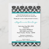 12x18 Aquamarin Black Damask Kinderdusche Einladun Einladung (Vorderseite)