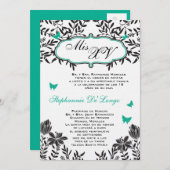 12x18 Aquamarin Butterfly Quinceanera Geburtstag E Einladung (Vorne/Hinten)