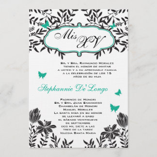 12x18 Aquamarin Butterfly Quinceanera Geburtstag E Einladung