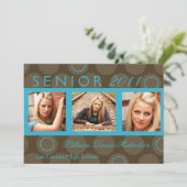 12x18 Aquamarin Circle Polka Foto Senior Ankündigu Ankündigung (Stehend Vorderseite)