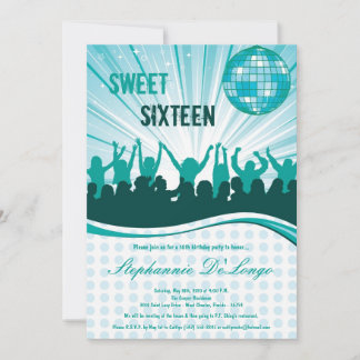 12x18 Aquamarin Dance Party 16. Geburtstag Einladu Einladung