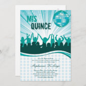 12x18 Aquamarin Dance Party Quinceanera Einladung (Vorne/Hinten)