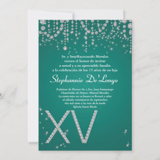 12x18 Aquamarin Diamond Quinceanera Geburtstag Ein Einladung