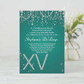 12x18 Aquamarin Diamond Quinceanera Geburtstag Ein Einladung (Stehend Vorderseite)