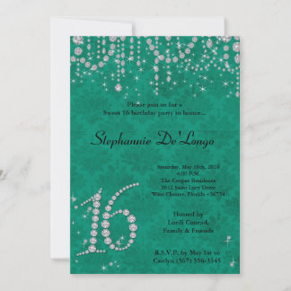 12x18 Aquamarin Diamond Sweet 16 Geburtstag Einlad Einladung