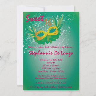 12x18 Aquamarin Masquerade Sweet 16 Geburtstag Ein Einladung