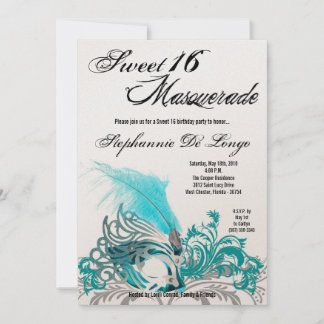12x18 Aquamarin Masquerade Sweet 16 Geburtstag Ein Einladung