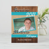 12x18 Aquamarin Wood Planks Foto Senior Ankündigun Ankündigung (Stehend Vorderseite)