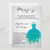 12x18 aquamarine KleidQuinceanera Einladung (Vorne/Hinten)