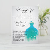 12x18 aquamarine KleidQuinceanera Einladung (Stehend Vorderseite)