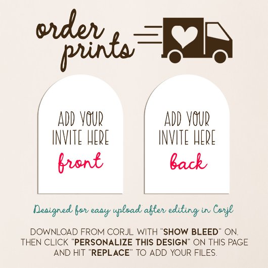 12x18" Arch Shaped Invitation Printing Einladung