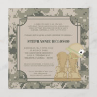 12x18 ARMY ACU Camoflauge Babydusche Einladung