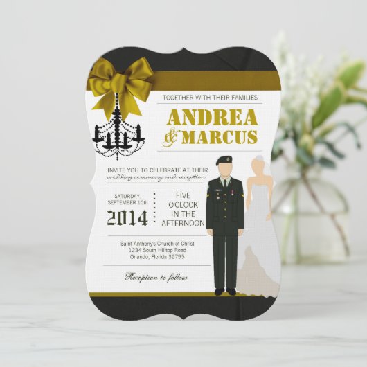 12x18 ARMY Bride Uniform Wedding Einladung (Stehend Vorderseite)