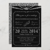 12x18 Art Deco 20's Silver Glitte Wedding Einladun Einladung (Vorne/Hinten)