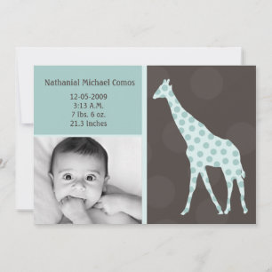 12x18 Baby Boy BlueGiraffe Foto Geburtsankündigung Ankündigung