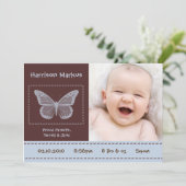 12x18 Baby Boy Butterfly Foto Geburtsankündigung Ankündigung (Stehend Vorderseite)