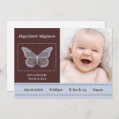 12x18 Baby Boy Butterfly Foto Geburtsankündigung Ankündigung (Vorne/Hinten)