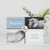 12x18 Baby BoyBlue Stroller Foto Geburtserklärung Ankündigung (Stehend Vorderseite)