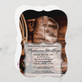 12x18 Baby Dusche Einladung Cowboy Boots Barn Wood (Vorne/Hinten)