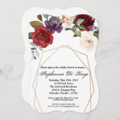 12x18 Baby Dusche Einladung White Roses Gold Geome (Vorne/Hinten)