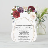 12x18 Baby Dusche Einladung White Roses Gold Geome (Stehend Vorderseite)