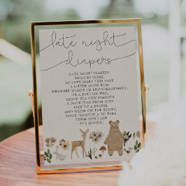 12x18 Baby Dusche Spate Night Diapers Boho Woodlan Poster