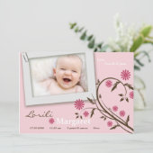 12x18 Baby Girl Pink Floral Foto Geburtsankündigun Ankündigung (Stehend Vorderseite)